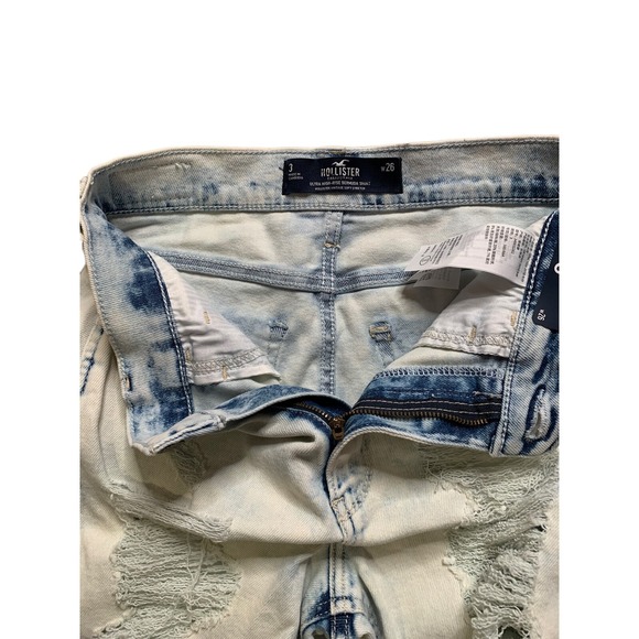 Hollister Cutout Jean Shorts Size 26 Bermuda Distressed Light High Rise 3502 - Picture 5 of 10